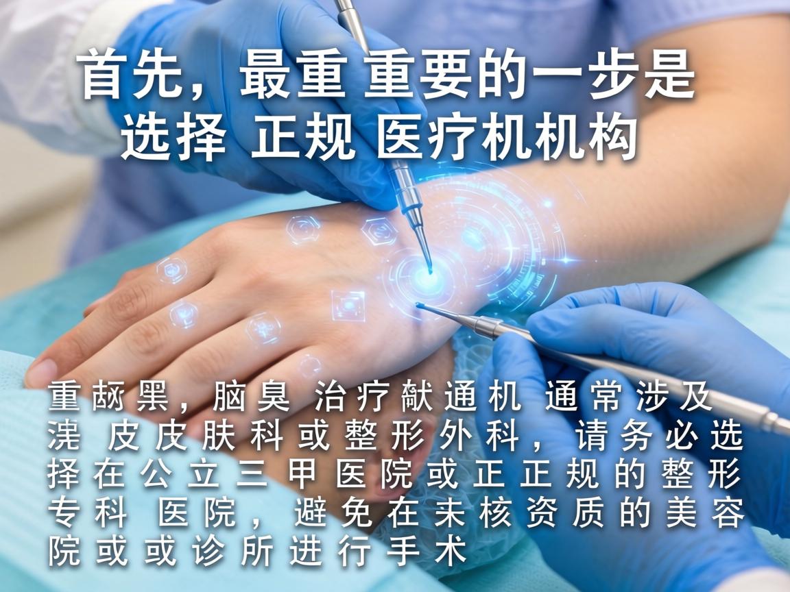 首先，最重要的一步是选择正规医疗机构。腋臭治疗通常涉及皮肤科或整形外科，请务必选择公立三甲医院或正规的整形专科医院，避免在未核实资质的美容院或诊所进行手术