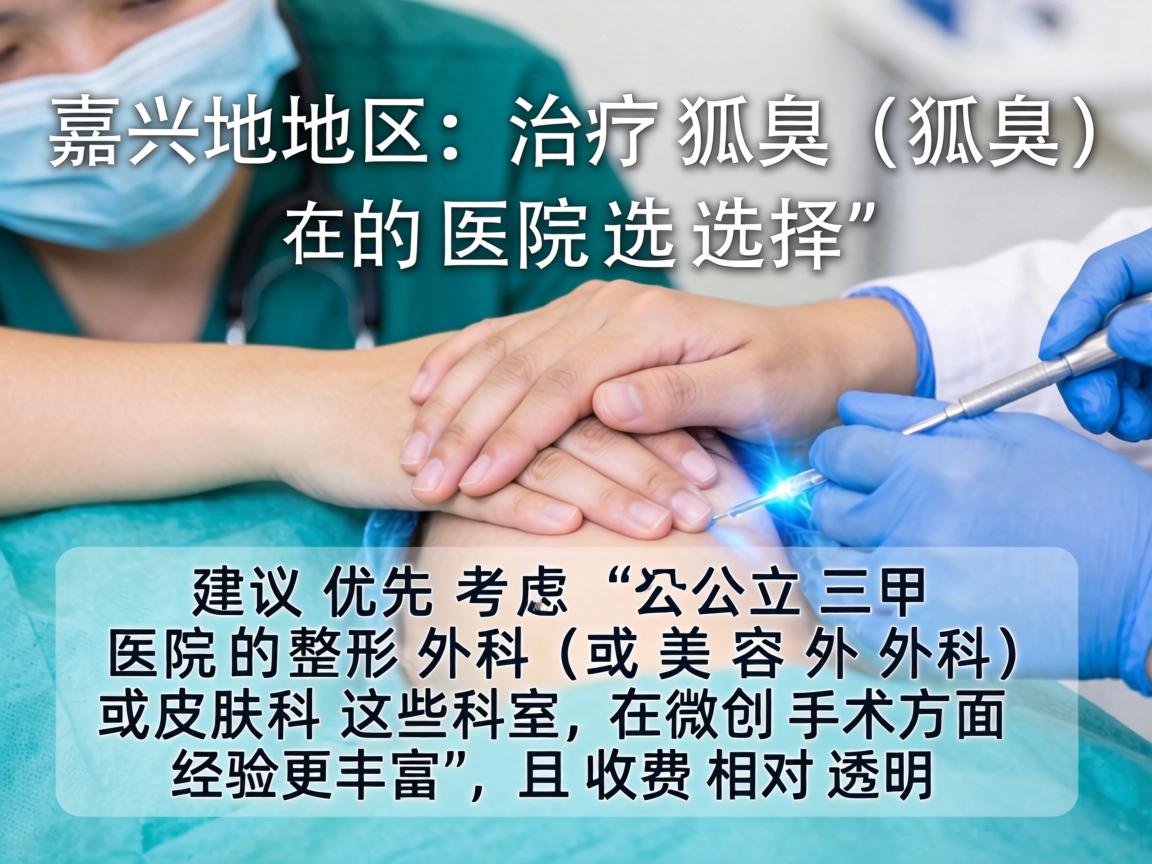 嘉兴地区治疗狐臭（腋臭）的医院选择，建议优先考虑公立三甲医院的整形外科（或美容外科）或皮肤科。这些科室在微创手术方面经验更丰富，且收费相对透明