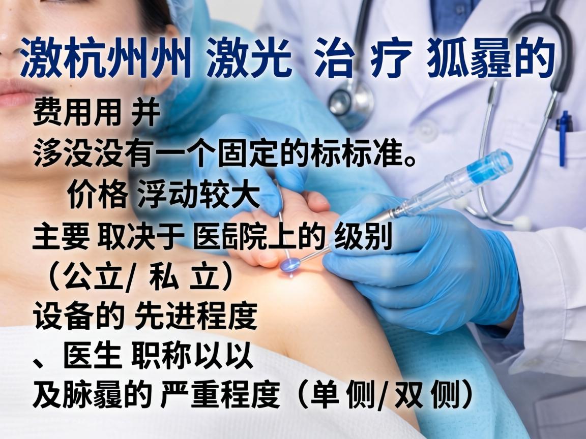 在杭州，激光治疗狐臭的费用并没有一个固定的标准，价格浮动较大，主要取决于医院的级别（公立/私立）设备的先进程度、医生职称以及腋臭的严重程度（单侧/双侧）