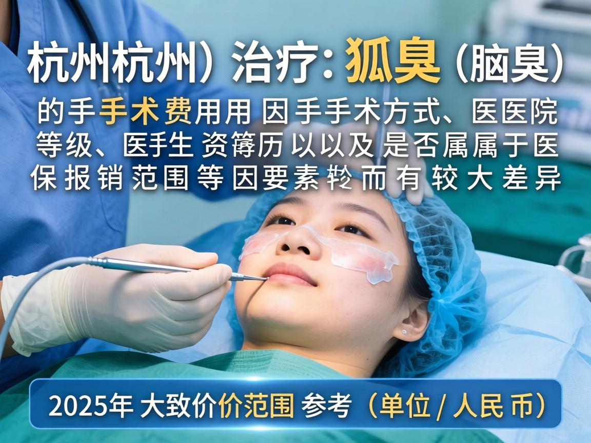 在杭州治疗狐臭（腋臭）的手术费用因手术方式、医院等级、医生资历以及是否属于医保报销范围等因素而有较大差异。以下是2025年的大致价格范围参考（单位，人民币）