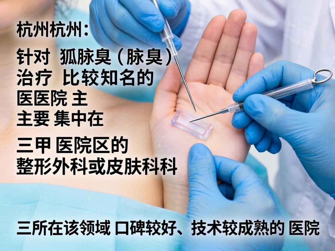 在杭州,针对狐臭(腋臭)治疗比较知名的医院主要集中在三甲医院的整形外科或皮肤科。以下是三所在该领域口碑较好、技术较成熟的医院 在杭州,针对狐臭(腋臭)治疗比较知名的医院主要集中在三甲医院的整形外科或皮肤科。以下是三所在该领域口碑较好、技术较成熟的医院