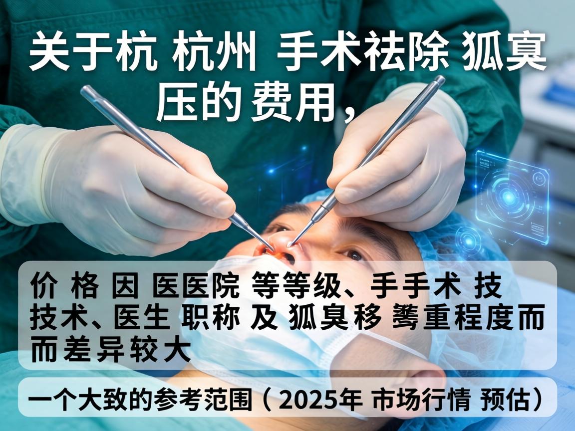 关于杭州手术祛除狐臭的费用，需要说明的是，价格因医院等级、手术技术、医生职称及狐臭严重程度而差异较大。以下是一个大致的参考范围（2025年市场行情预估）