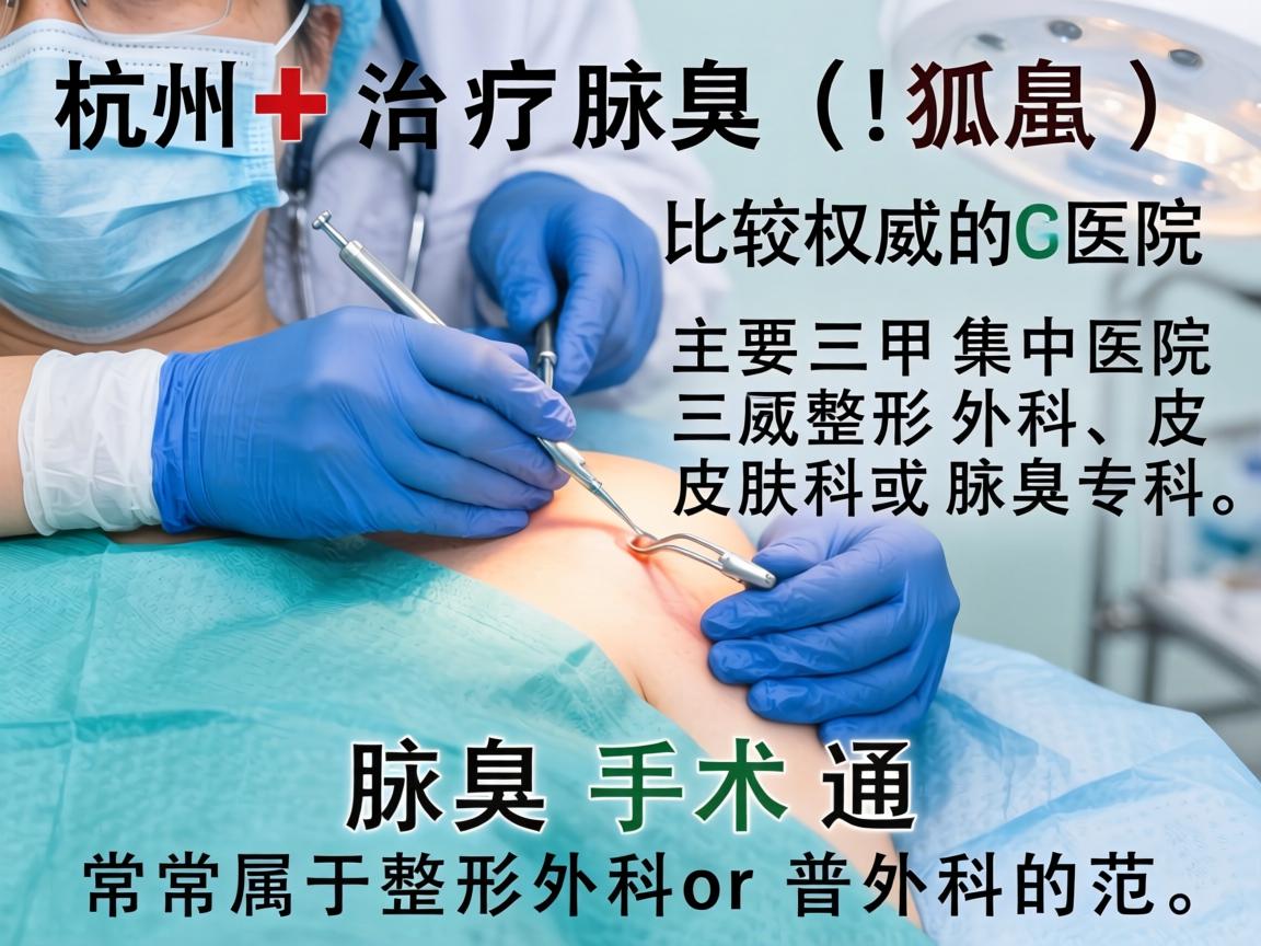 在杭州，治疗腋臭（狐臭）比较权威的医院主要集中在三甲医院的整形外科、皮肤科或腋臭专科。腋臭手术通常属于整形外科或普外科的范畴