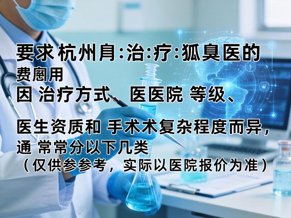 在杭州治疗狐臭的费用因治疗方式、医院等级、医生资质和手术复杂程度而异，通常分为以下几类（仅供参考，实际以医院报价为准）
