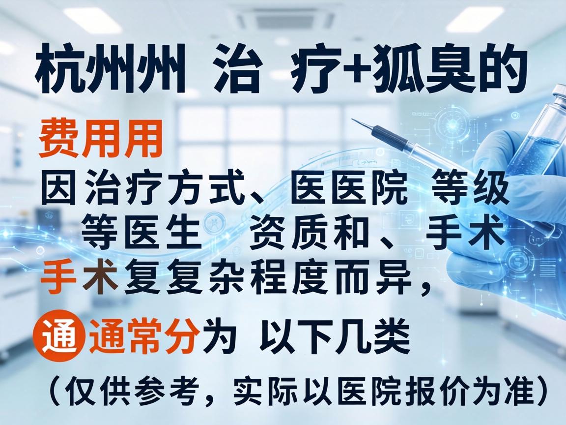 在杭州治疗狐臭的费用因治疗方式、医院等级、医生资质和手术复杂程度而异，通常分为以下几类（仅供参考，实际以医院报价为准）