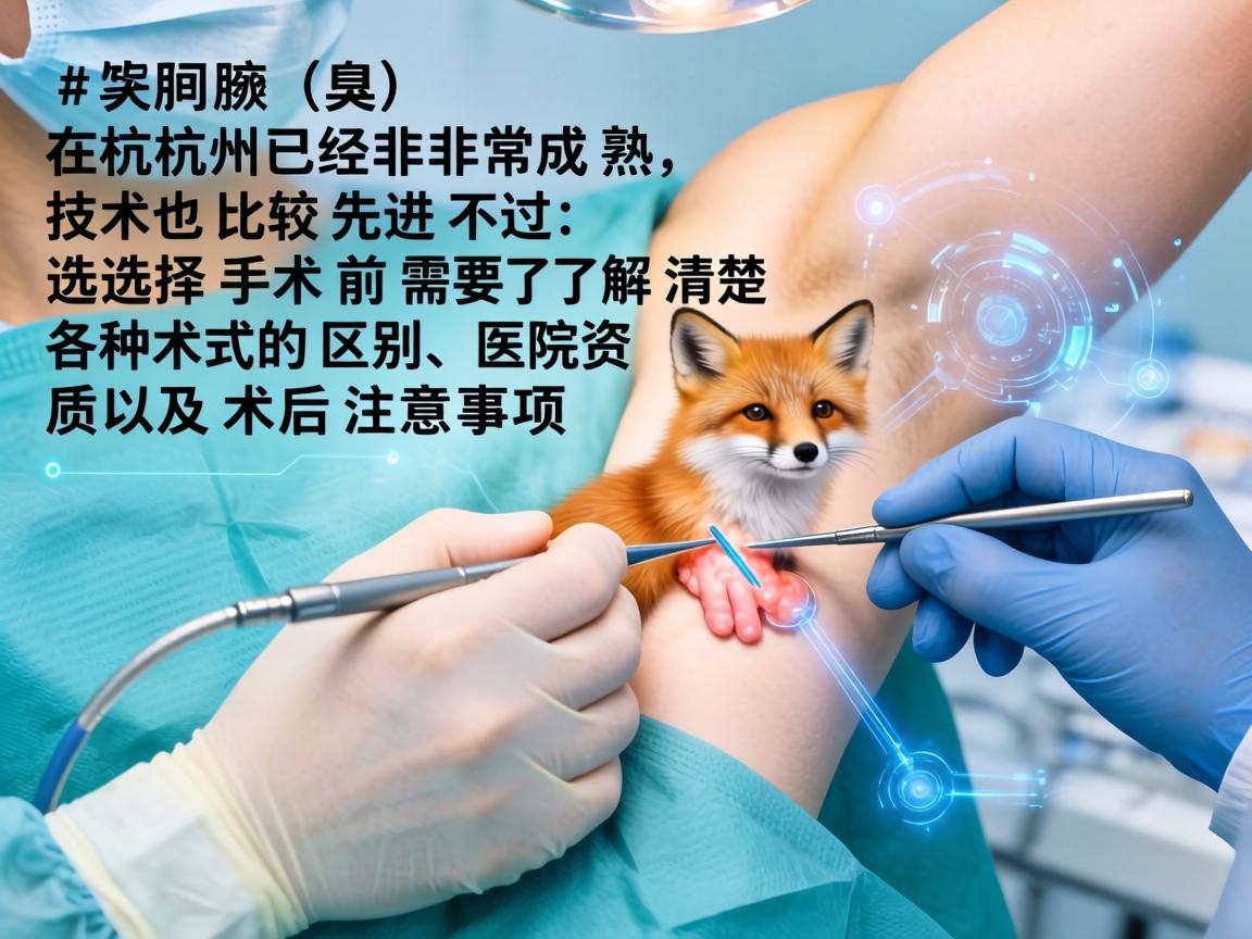 狐臭（腋臭）手术在杭州已经非常成熟，技术也比较先进。不过，选择手术前需要了解清楚各种术式的区别、医院资质以及术后注意事项