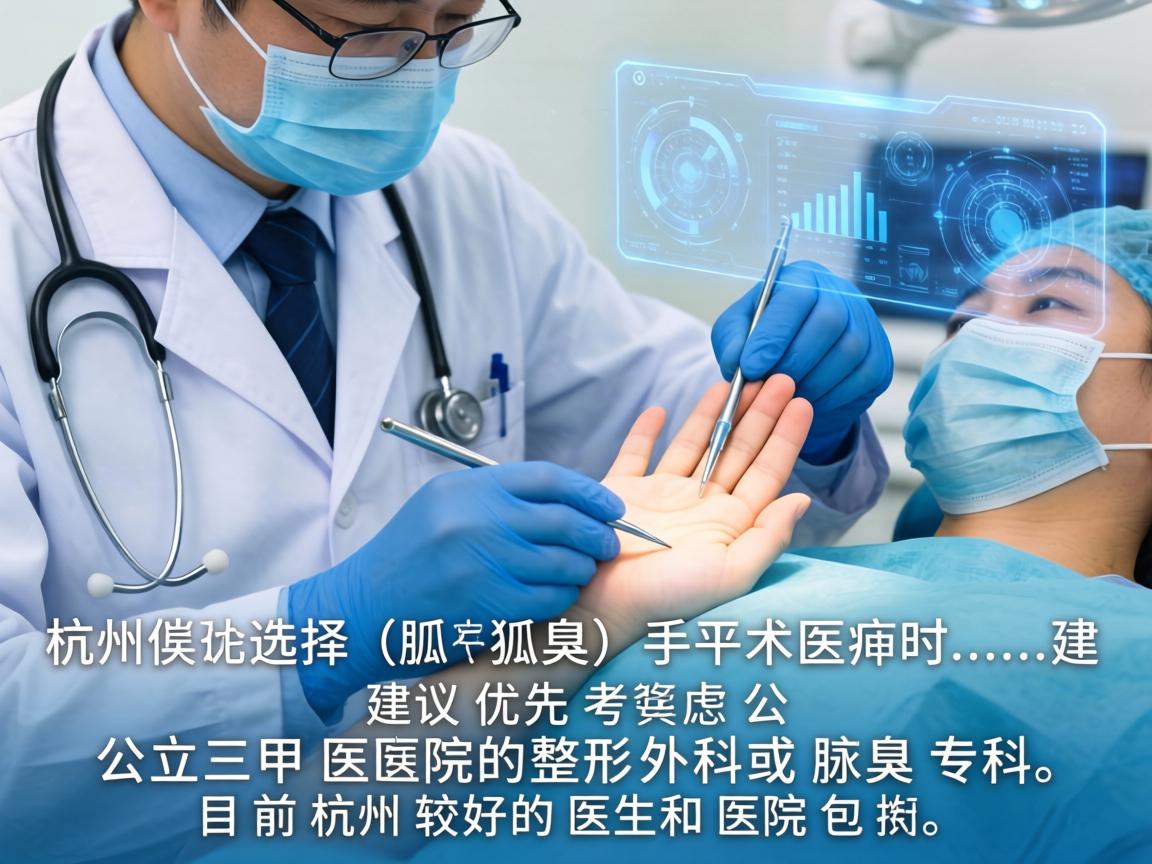 在杭州选择狐臭（腋臭）手术医生时，建议优先考虑公立三甲医院的整形外科或腋臭专科。目前杭州较好的医生和医院包括