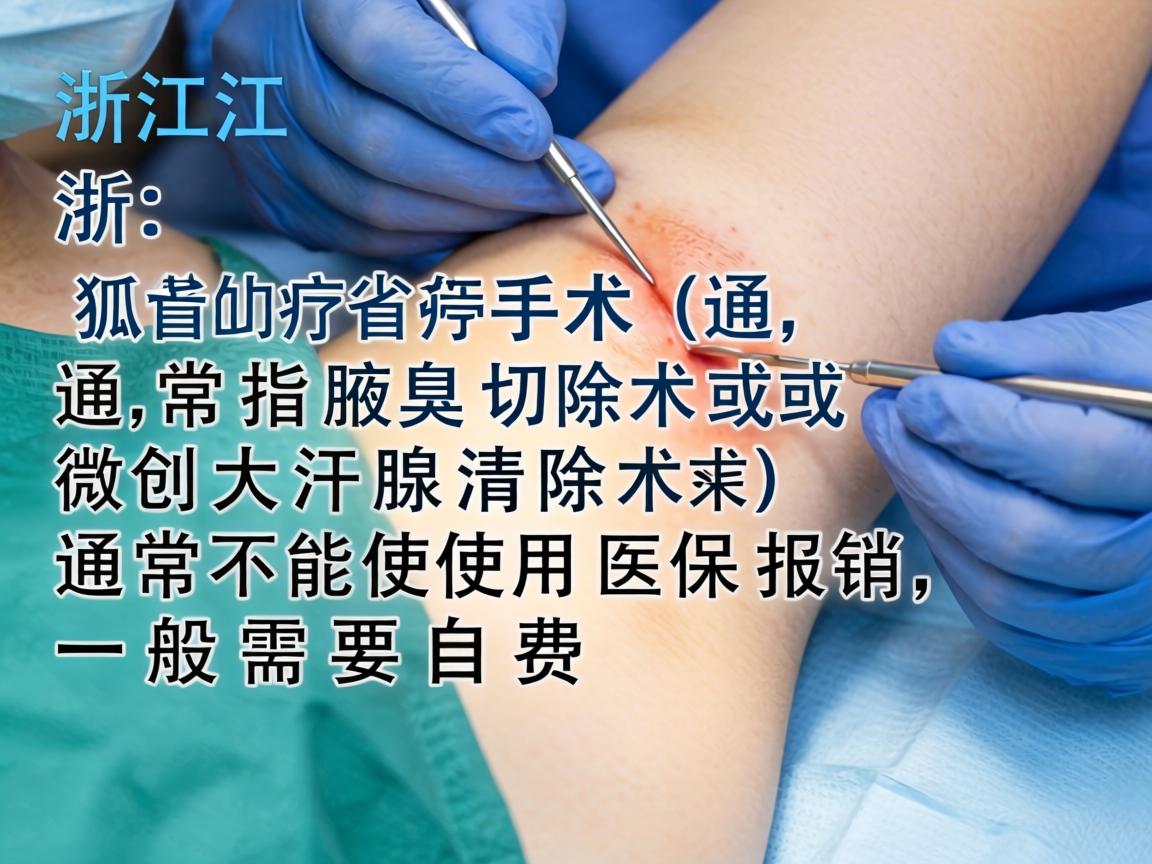 在浙江省，狐臭手术（通常指腋臭切除术或微创大汗腺清除术）通常不能使用医保报销，一般需要自费