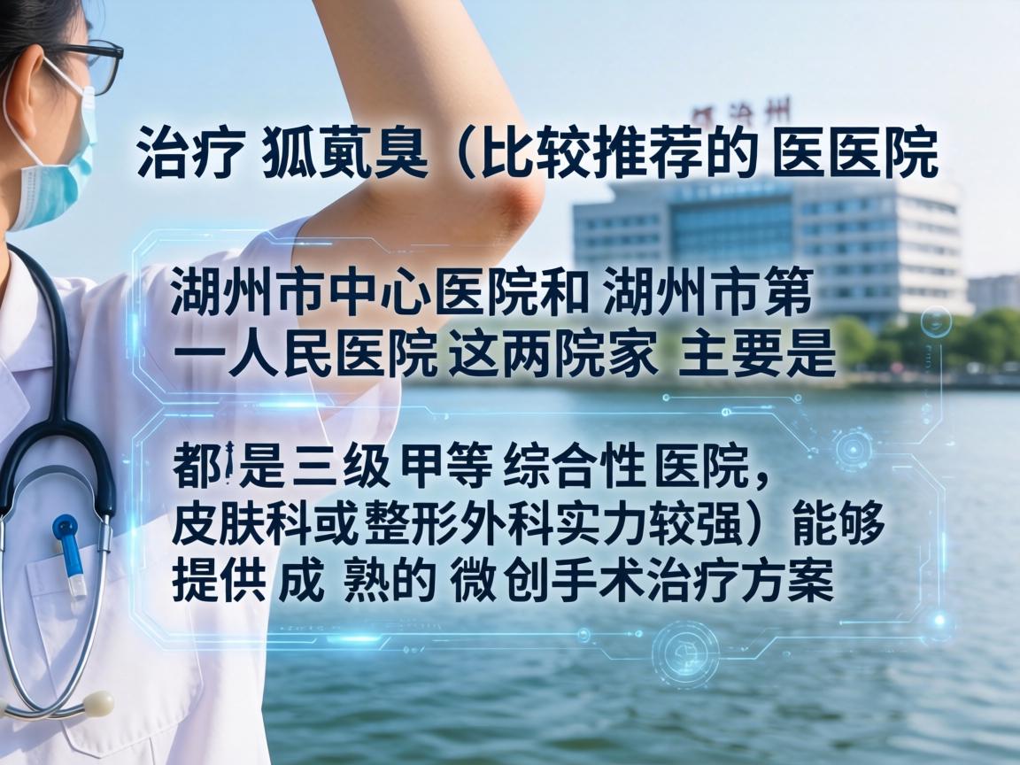 在湖州，治疗腋臭（狐臭）比较推荐的医院主要是湖州市中心医院和湖州市第一人民医院。这两家都是三级甲等综合性医院，皮肤科或整形外科实力较强，能够提供成熟的微创手术治疗方案