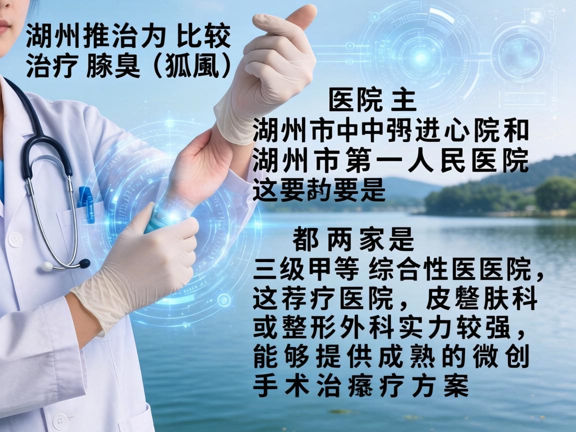 在湖州，治疗腋臭（狐臭）比较推荐的医院主要是湖州市中心医院和湖州市第一人民医院。这两家都是三级甲等综合性医院，皮肤科或整形外科实力较强，能够提供成熟的微创手术治疗方案