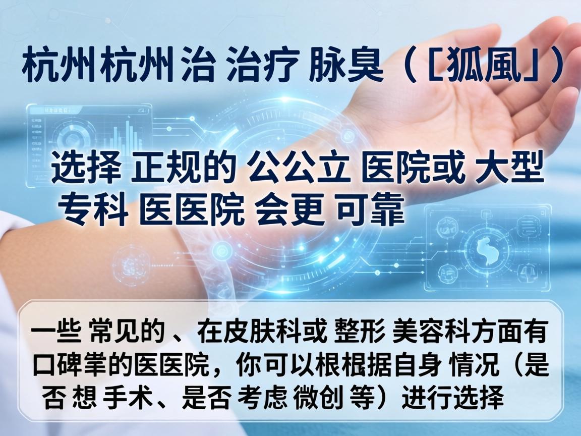 在杭州，治疗腋臭（狐臭）选择正规的公立医院或大型专科医院会更可靠。以下是一些常见的、在皮肤科或整形美容科方面有口碑的医院，你可以根据自身情况（是否想手术、是否考虑微创等）进行选择