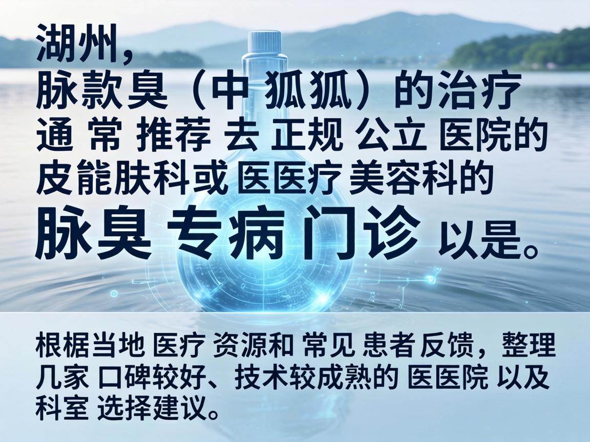 在湖州，腋臭（狐臭）的治疗通常推荐去正规公立医院的皮肤科或医疗美容科的腋臭专病门诊。以下是根据当地医疗资源和常见患者反馈，整理的几家口碑较好、技术较成熟的医院及科室选择建议