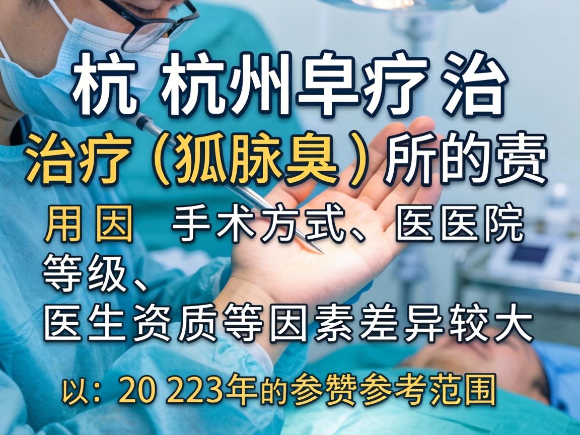 在杭州治疗狐臭（腋臭）的费用因手术方式、医院等级、医生资质等因素差异较大。以下是2023年的参考范围