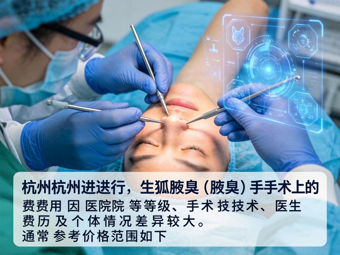 在杭州进行狐臭（腋臭）手术的费用因医院等级、手术技术、医生资历及个体情况差异较大，通常参考价格范围如下