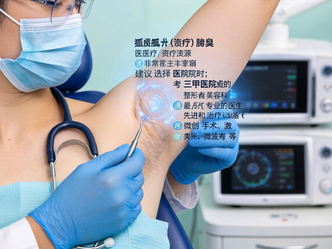 在杭州，治疗腋臭（狐臭）的医疗资源非常丰富。选择医院时，建议优先考虑三甲医院的皮肤科或整形美容科/医疗美容科，这两类科室通常拥有最专业的医生和先进的治疗设备（如微创手术、激光、微波等）
