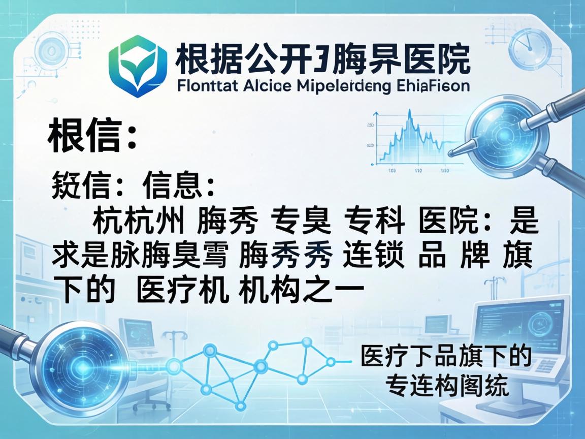 根据公开信息,杭州腋秀腋臭专科医院是腋秀连锁品牌旗下的医疗机构之一 根据公开信息,杭州腋秀腋臭专科医院是腋秀连锁品牌旗下的医疗机构之一