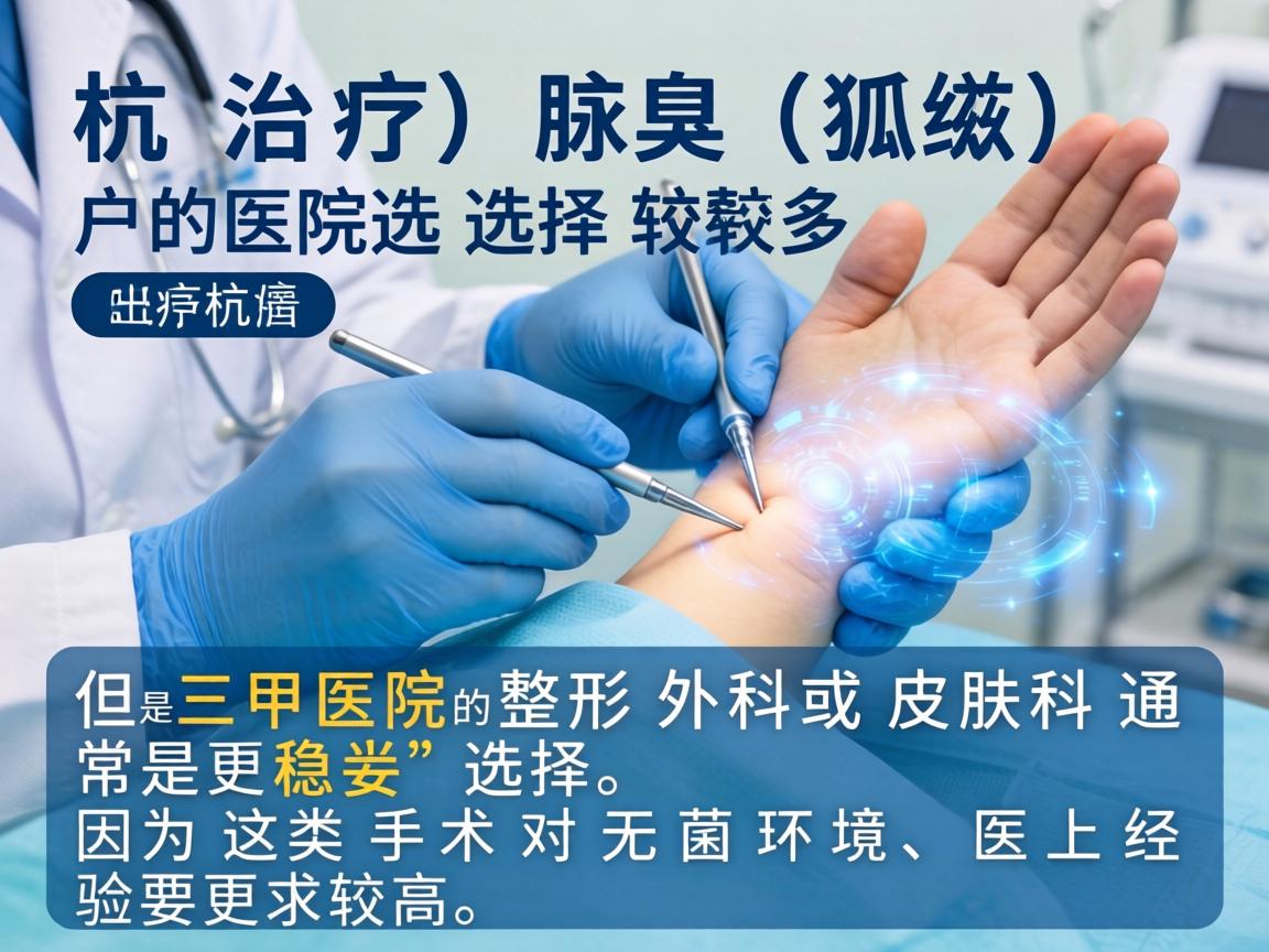 在杭州,治疗腋臭(狐臭)的医院选择较多,但三甲医院的整形外科或皮肤科通常是更稳妥的选择,因为这类手术对无菌环境、医生经验要求较高 在杭州,治疗腋臭(狐臭)的医院选择较多,但三甲医院的整形外科或皮肤科通常是更稳妥的选择,因为这类手术对无菌环境、医生经验要求较高