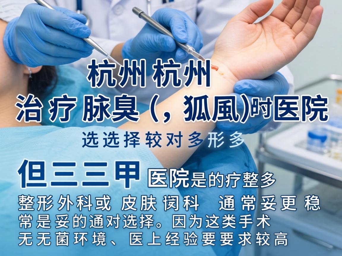 在杭州,治疗腋臭(狐臭)的医院选择较多,但三甲医院的整形外科或皮肤科通常是更稳妥的选择,因为这类手术对无菌环境、医生经验要求较高 在杭州,治疗腋臭(狐臭)的医院选择较多,但三甲医院的整形外科或皮肤科通常是更稳妥的选择,因为这类手术对无菌环境、医生经验要求较高
