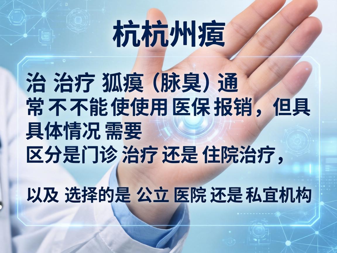 在杭州，治疗狐臭（腋臭）通常不能使用医保报销，但具体情况需要区分是门诊治疗还是住院治疗，以及选择的是公立医院还是私立机构