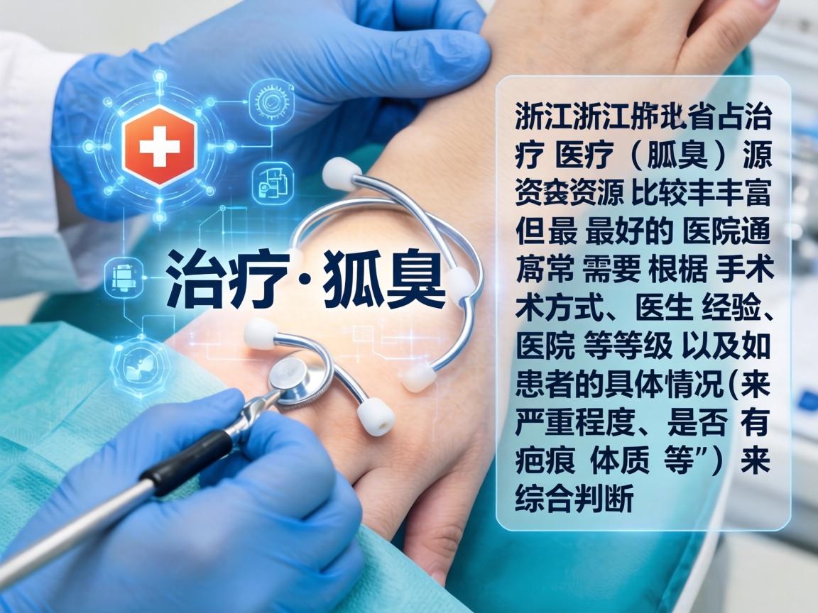 在浙江省,治疗狐臭(腋臭)的医疗资源比较丰富,但最好的医院通常需要根据手术方式、医生经验、医院等级以及患者的具体情况(如严重程度、是否有疤痕体质等)来综合判断 在浙江省,治疗狐臭(腋臭)的医疗资源比较丰富,但最好的医院通常需要根据手术方式、医生经验、医院等级以及患者的具体情况(如严重程度、是否有疤痕体质等)来综合判断