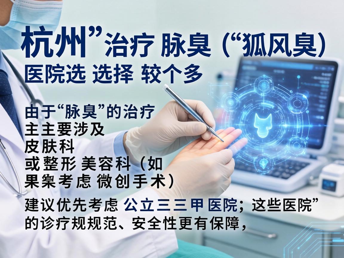 在杭州，治疗腋臭（狐臭）的医院选择较多。由于腋臭的治疗主要涉及皮肤科或整形美容科（如果考虑微创手术）建议优先考虑公立三甲医院，这些医院的诊疗规范和安全性更有保障