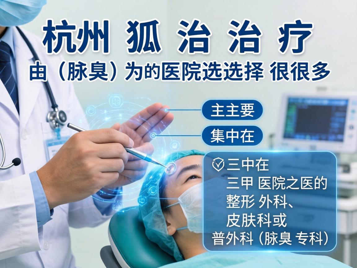 在杭州，治疗狐臭（腋臭）的医院选择很多，主要集中在三甲医院的整形外科、皮肤科或普外科（腋臭专科）