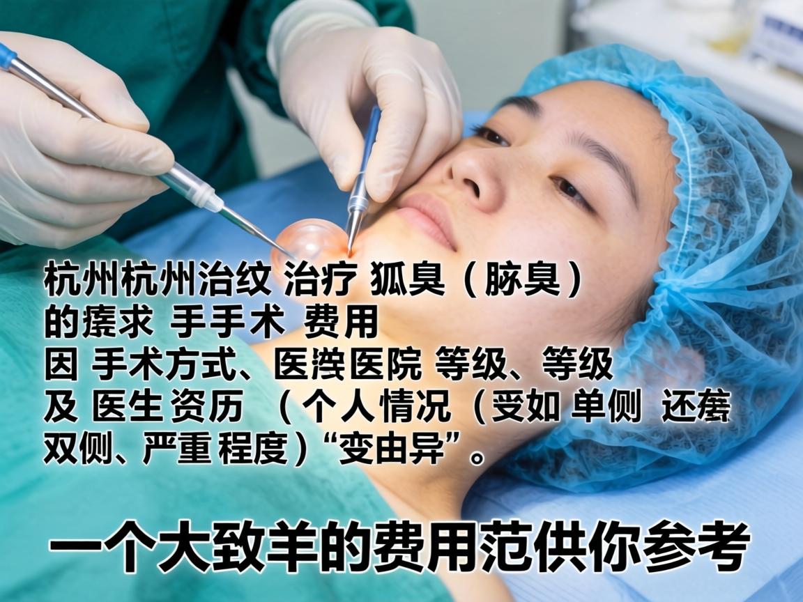 在杭州，治疗狐臭（腋臭）的手术费用因手术方式、医院等级、医生资历及个人情况（如单侧还是双侧、严重程度）而异。以下是一个大致的费用范围供你参考