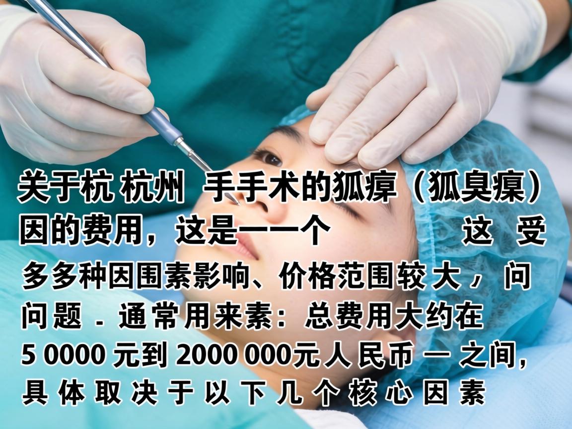关于杭州手术狐臭（腋臭）的费用，这是一个受多种因素影响、价格范围较大的问题。通常来说，总费用大约在 5000元到20000元人民币 之间，具体取决于以下几个核心因素