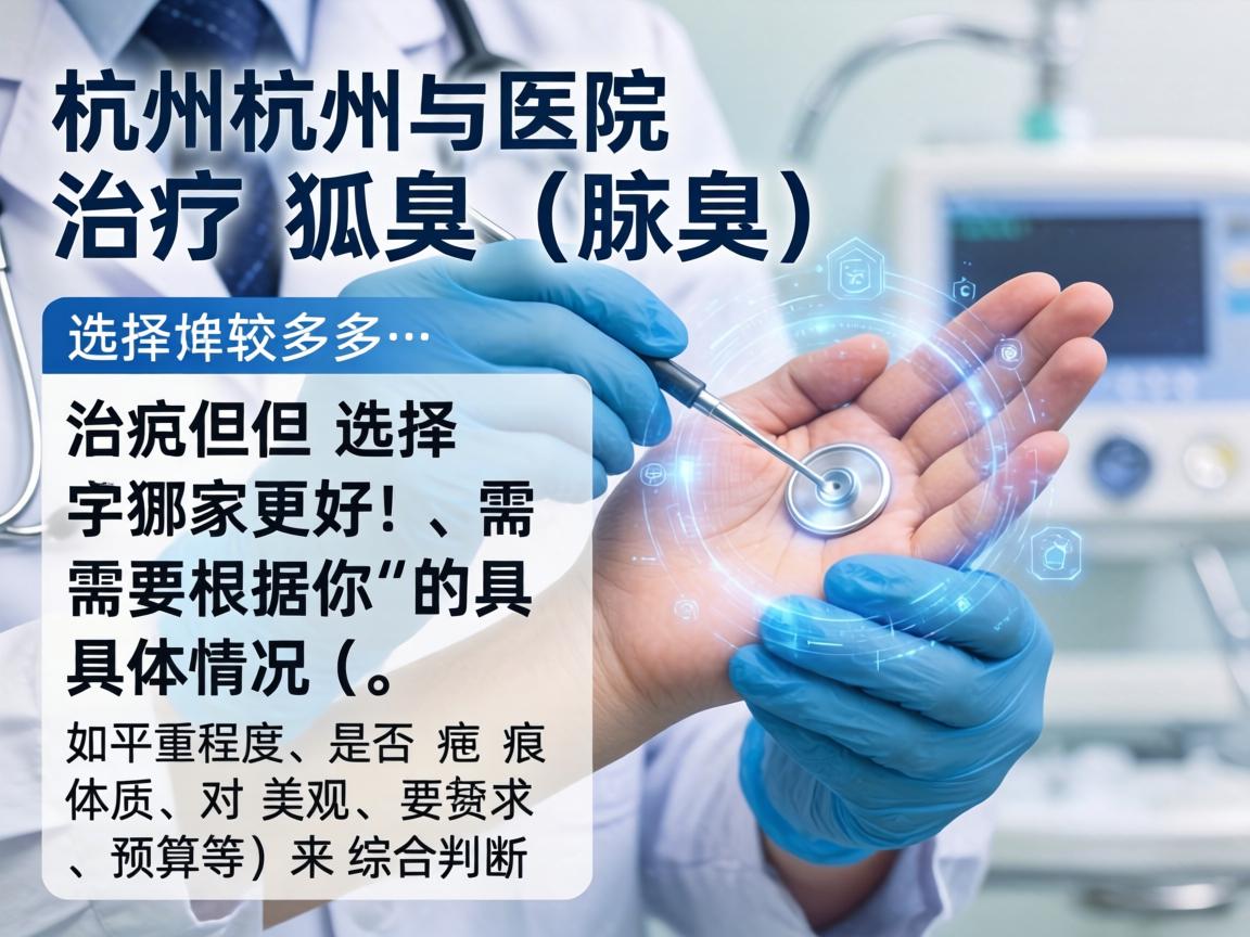 在杭州，治疗狐臭（腋臭）的医院选择较多，但选择哪家更好，需要根据你的具体情况（如严重程度、是否疤痕体质、对美观的要求、预算等）来综合判断