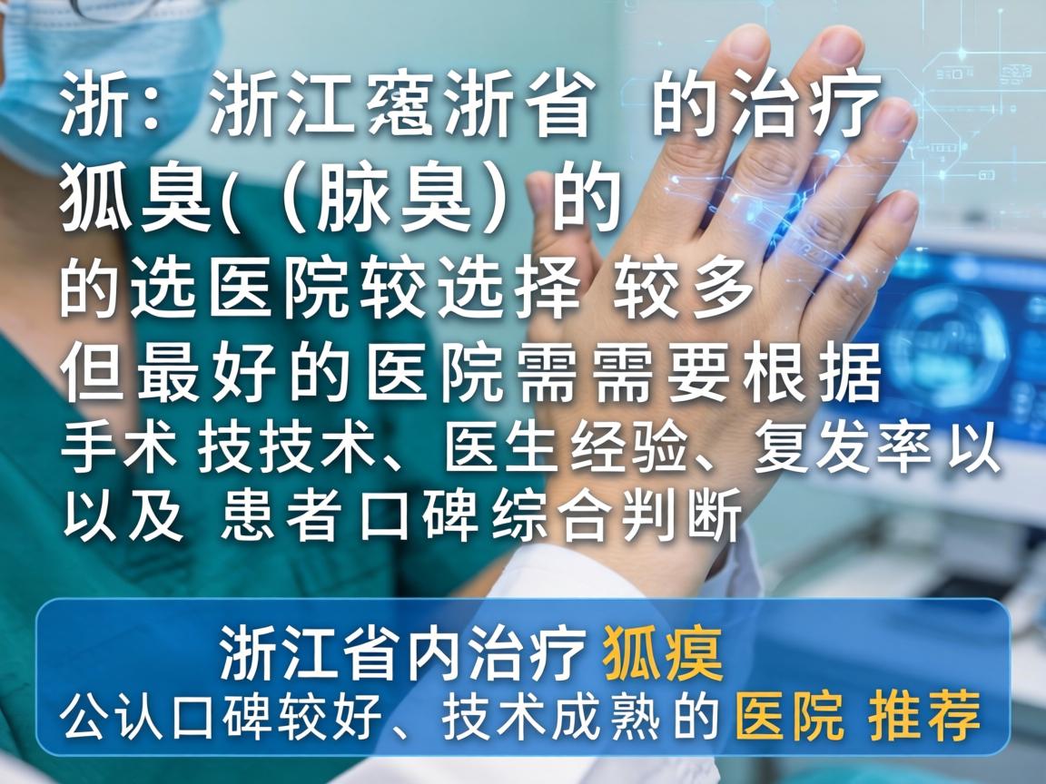 在浙江省，治疗狐臭（腋臭）的医院选择较多，但最好的医院需要根据手术技术、医生经验、复发率以及患者口碑综合判断。以下是浙江省内治疗狐臭公认口碑较好、技术成熟的医院推荐