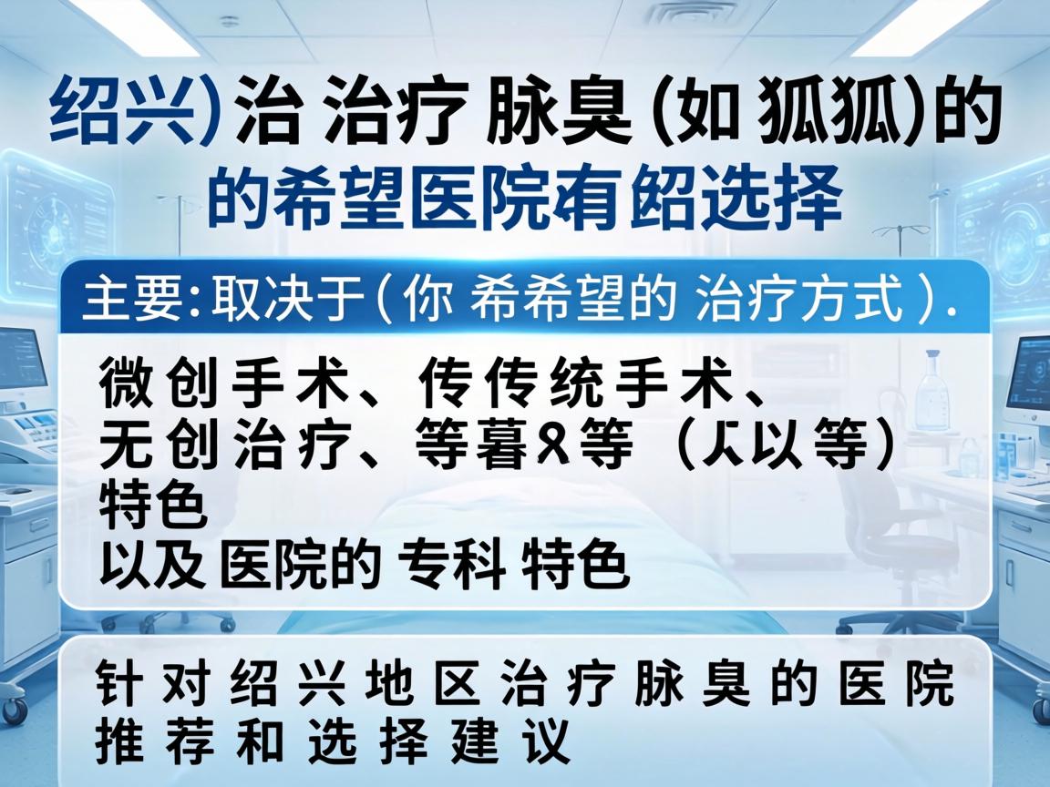 在绍兴，治疗腋臭（狐臭）的医院选择主要取决于你希望的治疗方式（如微创手术、传统手术、无创治疗等）以及医院的专科特色。以下是针对绍兴地区治疗腋臭的医院推荐和选择建议