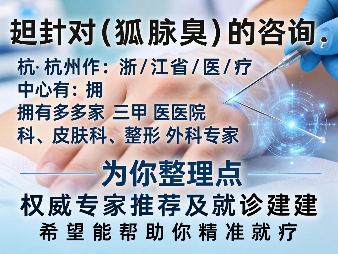 针对狐臭（腋臭）的咨询，杭州作为浙江省的医疗中心，拥有多家三甲医院的皮肤科和整形外科专家。以下是为你整理的权威专家推荐及就诊建议，希望能帮助你精准就医