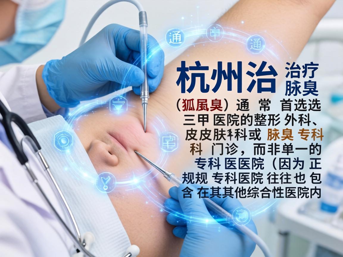 在杭州，治疗腋臭（狐臭）通常首选三甲医院的整形外科、皮肤科或腋臭专科门诊，而非单一的专科医院（因为正规专科医院往往也包含在其他综合性医院内）