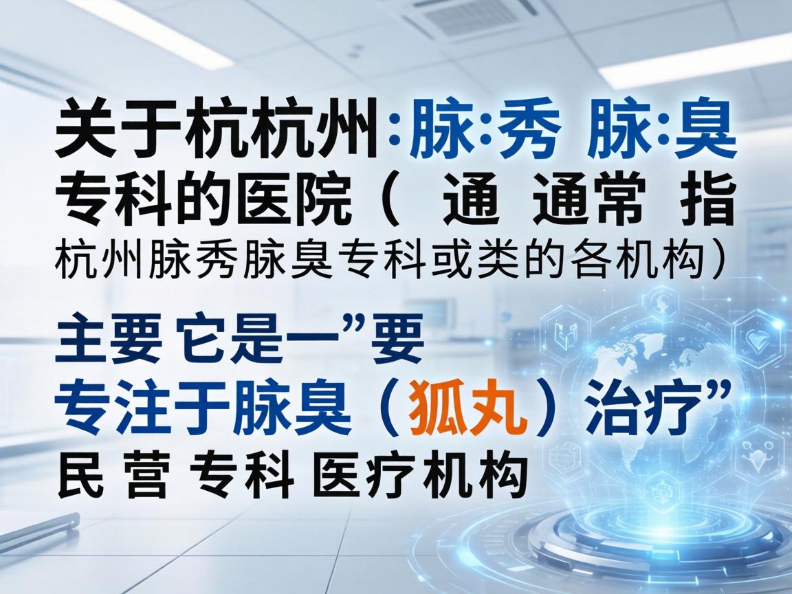 关于杭州腋秀腋臭专科医院(通常指杭州腋秀腋臭专科或类似名称的机构)它是一家主要专注于腋臭(狐臭)治疗的民营专科医疗机构 关于杭州腋秀腋臭专科医院(通常指杭州腋秀腋臭专科或类似名称的机构)它是一家主要专注于腋臭(狐臭)治疗的民营专科医疗机构