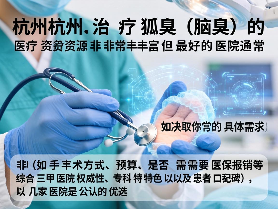 在杭州,治疗狐臭(腋臭)的医疗资源非常丰富,但最好的医院通常取决于你的具体需求(如手术方式、预算、是否需要医保报销等)综合三甲医院权威性、专科特色以及患者口碑,以下几家医院是公认的优选 在杭州,治疗狐臭(腋臭)的医疗资源非常丰富,但最好的医院通常取决于你的具体需求(如手术方式、预算、是否需要医保报销等)综合三甲医院权威性、专科特色以及患者口碑,以下几家医院是公认的优选