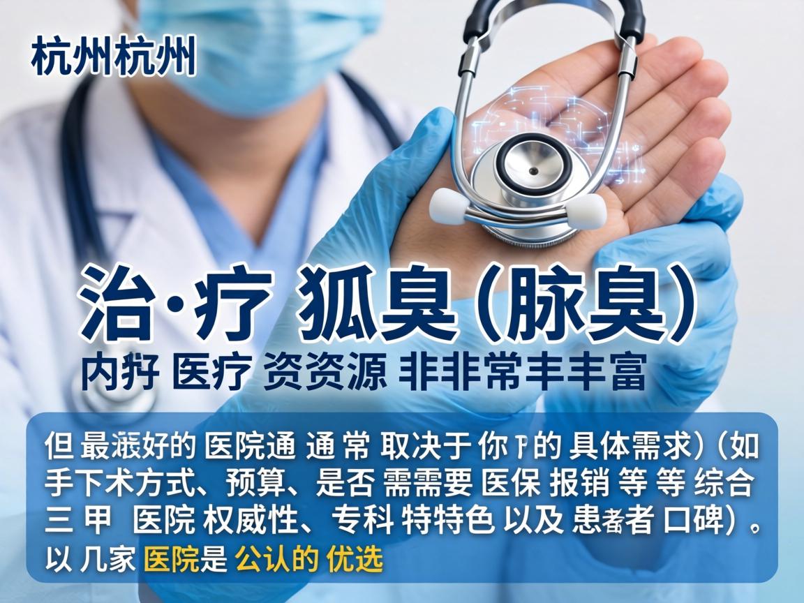 在杭州,治疗狐臭(腋臭)的医疗资源非常丰富,但最好的医院通常取决于你的具体需求(如手术方式、预算、是否需要医保报销等)综合三甲医院权威性、专科特色以及患者口碑,以下几家医院是公认的优选 在杭州,治疗狐臭(腋臭)的医疗资源非常丰富,但最好的医院通常取决于你的具体需求(如手术方式、预算、是否需要医保报销等)综合三甲医院权威性、专科特色以及患者口碑,以下几家医院是公认的优选
