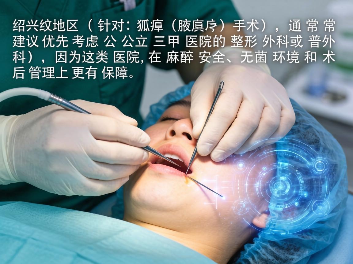 在绍兴地区，针对狐臭（腋臭）手术，通常建议优先考虑公立三甲医院的整形外科或普外科，因为这类医院在麻醉安全、无菌环境和术后管理上更有保障