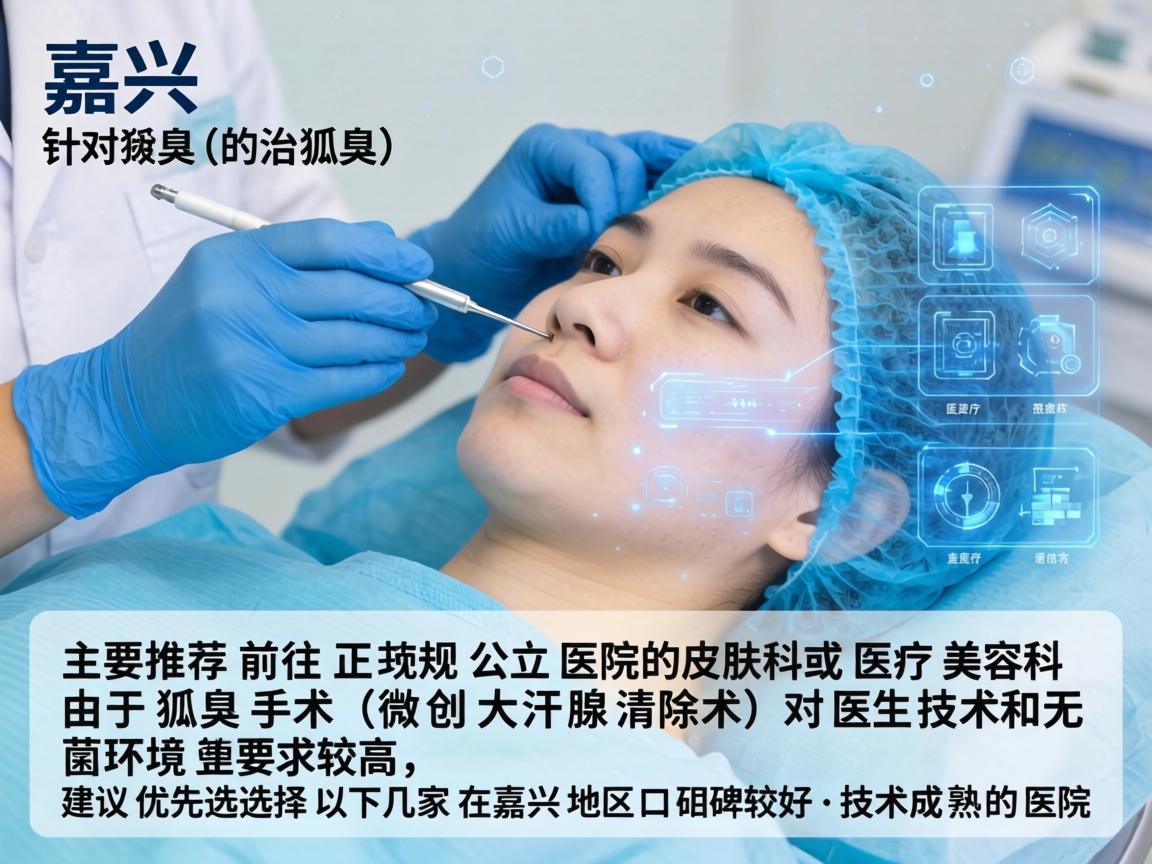 在嘉兴,针对狐臭(腋臭)的治疗,主要推荐前往正规公立医院的皮肤科或医疗美容科。由于狐臭手术(微创大汗腺清除术)对医生技术和无菌环境要求较高,建议优先选择以下几家在嘉兴地区口碑较好、技术成熟的医院 在嘉兴,针对狐臭(腋臭)的治疗,主要推荐前往正规公立医院的皮肤科或医疗美容科。由于狐臭手术(微创大汗腺清除术)对医生技术和无菌环境要求较高,建议优先选择以下几家在嘉兴地区口碑较好、技术成熟的医院