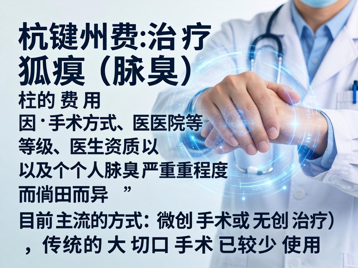 在杭州治疗狐臭（腋臭）的费用因手术方式、医院等级、医生资质以及个人腋臭严重程度而异。目前主流的方式是微创手术或无创治疗，传统的大切口手术已较少使用