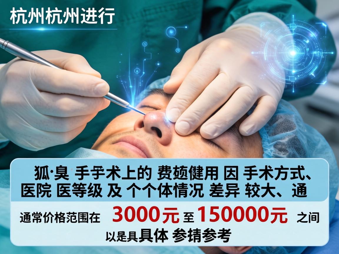 在杭州进行狐臭手术的费用因手术方式、医院等级及个体情况差异较大，通常价格范围在 3000元至15000元 之间。以下是具体参考