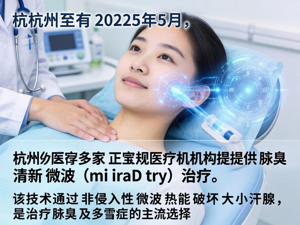 截至2025年5月,杭州有多家正规医疗机构提供腋臭清新微波(miraDry)治疗。该技术通过非侵入性微波热能破坏大小汗腺,是治疗腋臭及多汗症的主流选择 截至2025年5月,杭州有多家正规医疗机构提供腋臭清新微波(miraDry)治疗。该技术通过非侵入性微波热能破坏大小汗腺,是治疗腋臭及多汗症的主流选择