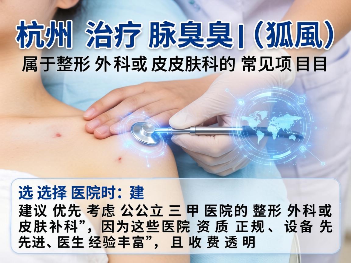 在杭州,治疗腋臭(狐臭)属于整形外科或皮肤科的常见项目。选择医院时,建议优先考虑公立三甲医院的整形外科或皮肤科,因为这些医院资质正规、设备先进、医生经验丰富,且收费透明 在杭州,治疗腋臭(狐臭)属于整形外科或皮肤科的常见项目。选择医院时,建议优先考虑公立三甲医院的整形外科或皮肤科,因为这些医院资质正规、设备先进、医生经验丰富,且收费透明