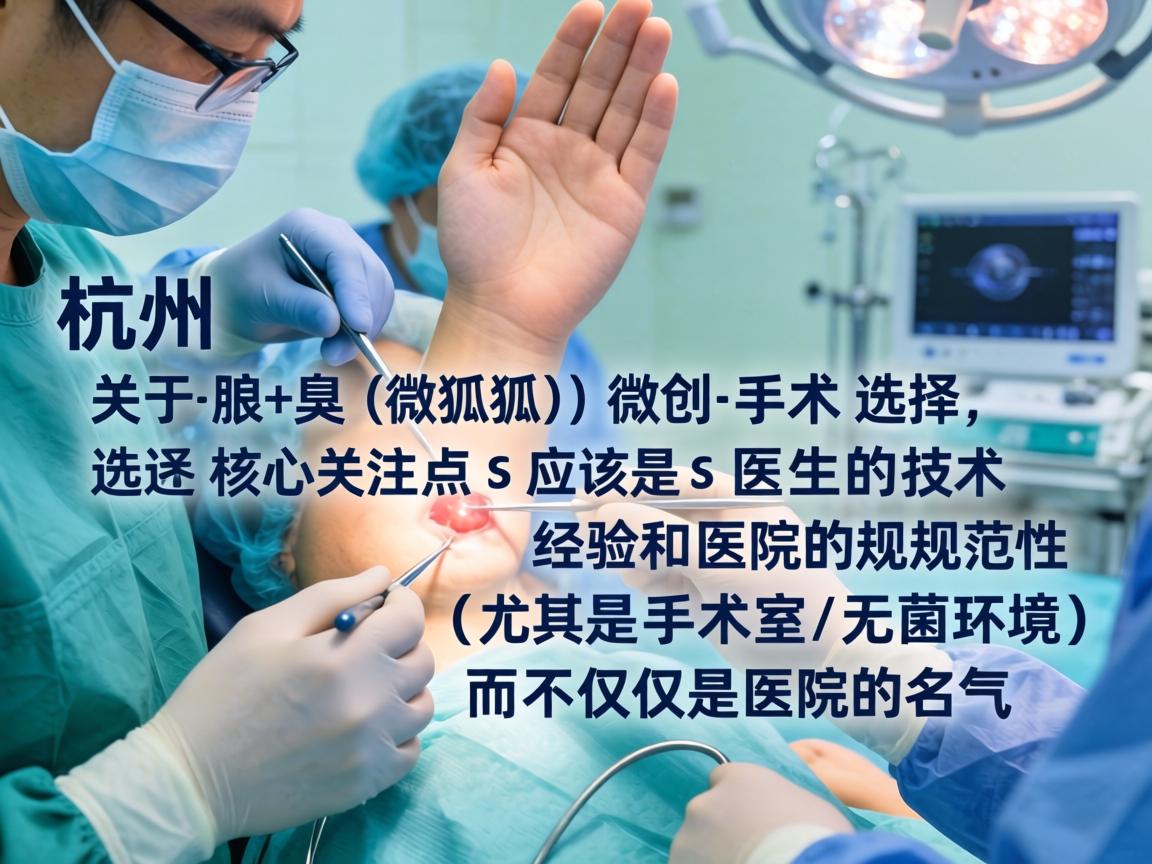 在杭州，关于腋臭（狐臭）微创手术的选择，核心关注点应该是医生的技术经验和医院的规范性（尤其是手术室的无菌环境）而不仅仅是医院的名气