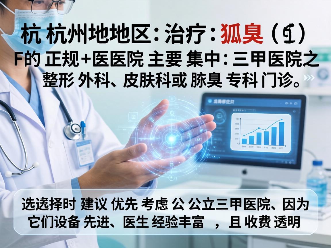 杭州地区治疗狐臭（腋臭）的正规医院主要集中在三甲医院的整形外科、皮肤科或腋臭专科门诊。选择时建议优先考虑公立三甲医院，因为它们设备先进、医生经验丰富，且收费透明