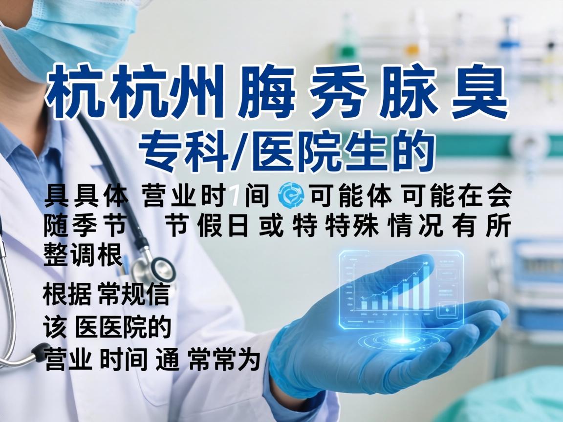 杭州腋秀腋臭专科医院的具体营业时间可能会随季节、节假日或特殊情况有所调整。根据常规信息，该医院的营业时间通常为