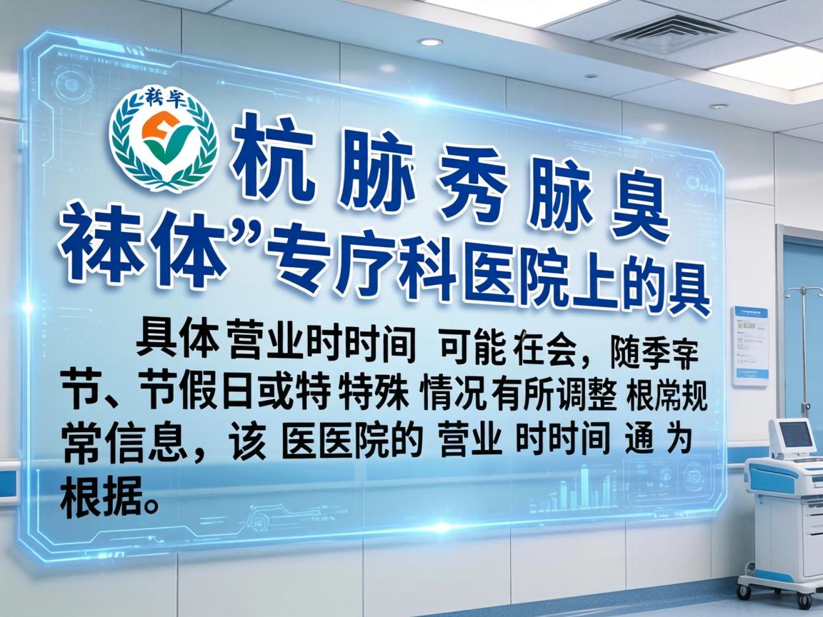 杭州腋秀腋臭专科医院的具体营业时间可能会随季节、节假日或特殊情况有所调整。根据常规信息，该医院的营业时间通常为