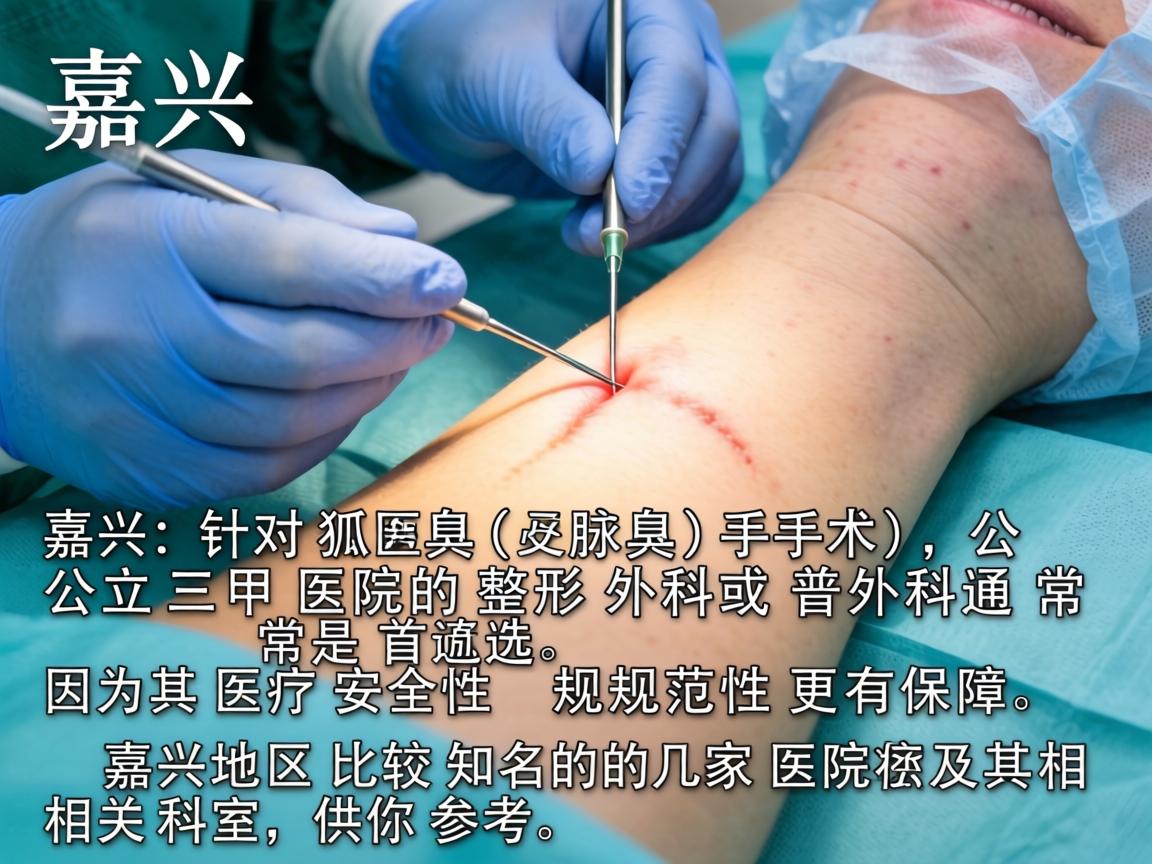 在嘉兴，针对狐臭（腋臭）手术，公立三甲医院的整形外科或普外科通常是首选，因为其医疗安全性和规范性更有保障。以下是嘉兴地区比较知名的几家医院及其相关科室，供你参考