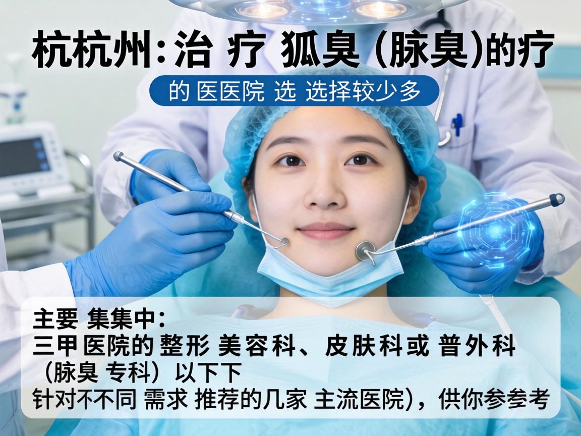 在杭州，治疗狐臭（腋臭）的医院选择较多，主要集中在三甲医院的整形美容科、皮肤科或普外科（腋臭专科）以下是针对不同需求推荐的几家主流医院，供你参考