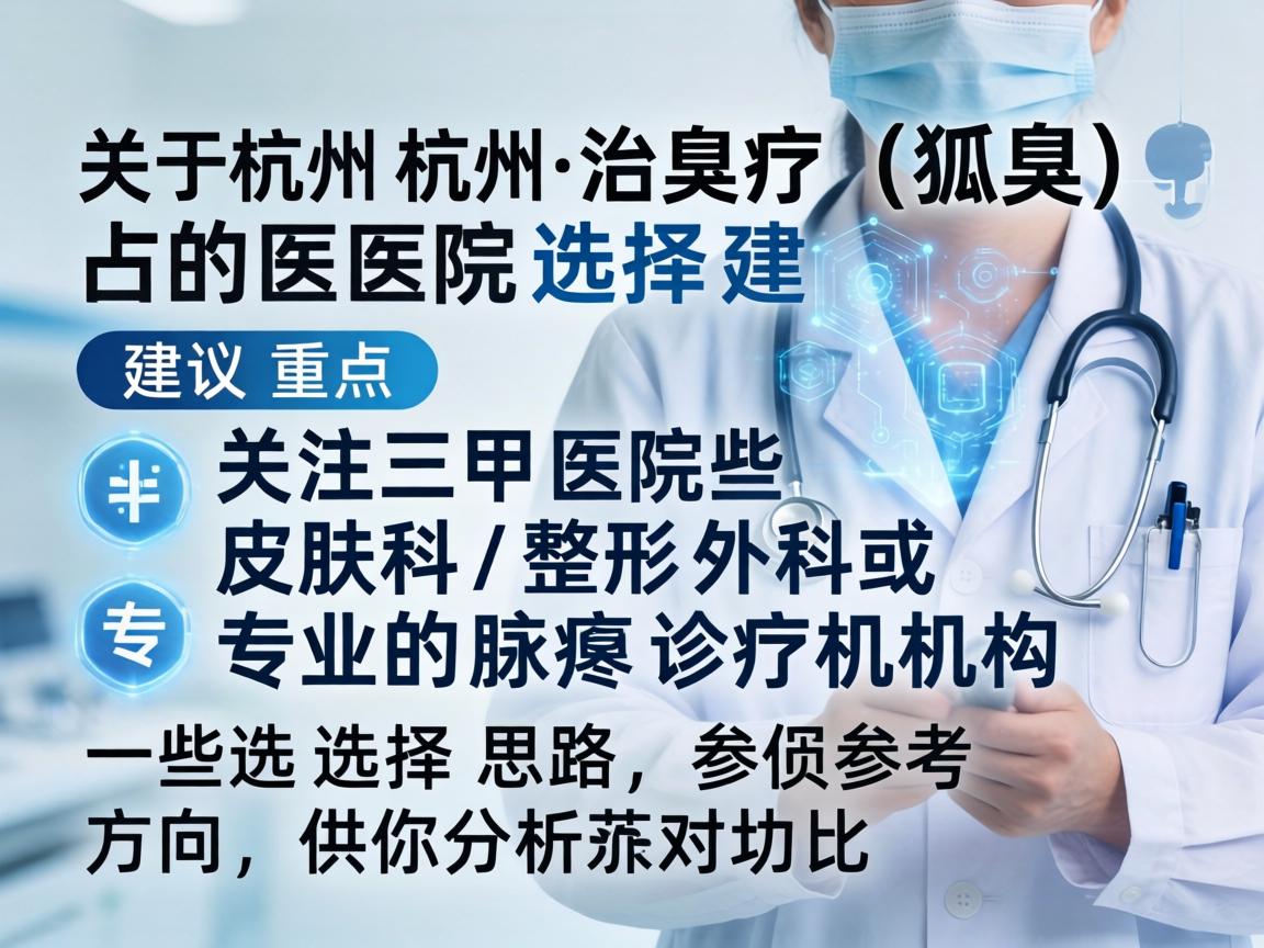 关于杭州治疗狐臭(腋臭)的医院选择,建议重点关注三甲医院的皮肤科/整形外科或专业的腋臭诊疗机构。以下是一些选择思路和参考方向,供你分析对比 关于杭州治疗狐臭(腋臭)的医院选择,建议重点关注三甲医院的皮肤科/整形外科或专业的腋臭诊疗机构。以下是一些选择思路和参考方向,供你分析对比