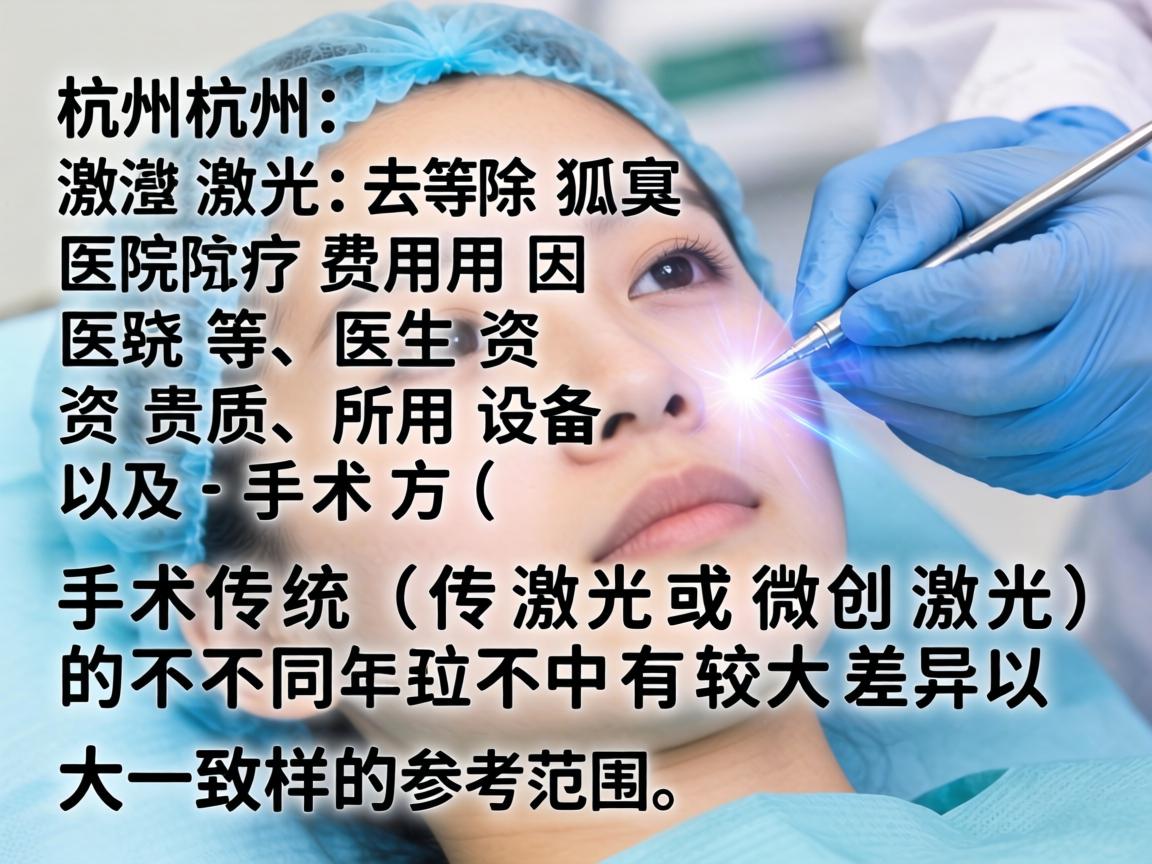 在杭州，激光去除狐臭的费用因医院等级、医生资质、所用设备以及手术方式（传统激光或微创激光）的不同而有较大差异。以下是大致的参考范围